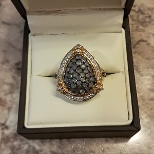 Narsipatnam Alexandrite and White Zircon Vintage Style Cluster Ring